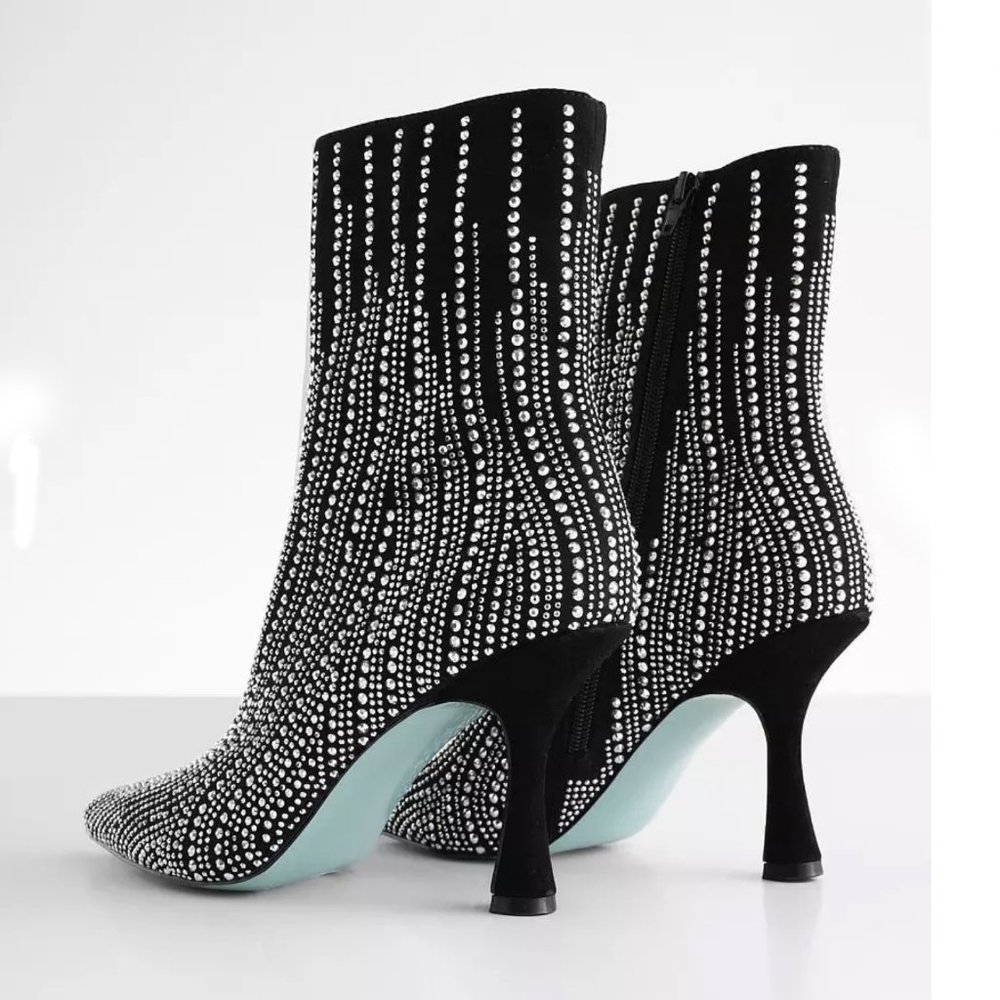 ❌SOLD❌BETSEY JOHNSTON Juelz Black Rhinestone BLING Boot 7.5 - Picture 2 of 6